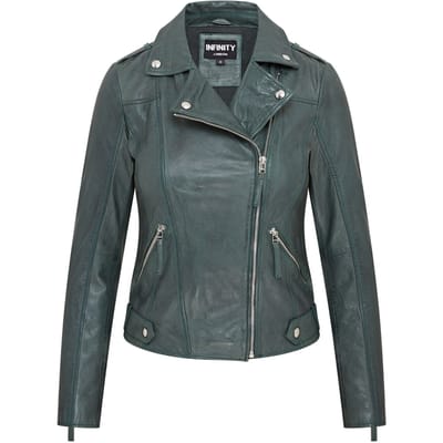 Groen leren bikerjack voor dames - Denver
