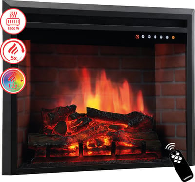 KAMINIO Elektrische haard LUCA - Elektrische inbouwhaard met verwarming, 3D-vlameffect, 12 vlamkleuren, afstandsbediening - 30 inch