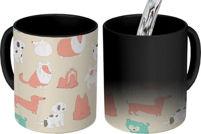 Magische Mok - Foto op Warmte Mokken - Koffiemok - Patroon - Hond - Puppy - Jongens - Meisjes - Kinderen - Kids - Magic Mok - Beker - 350 ML - Theemok