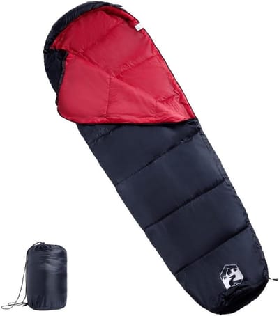 Mummieslaapzak Volwassenen - Kampeerzak Outdoor - Kamperen en Reizen - Waterbestendige Buitenhoes - 208 x 72 cm - Zwart Rood