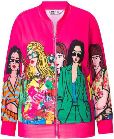 Angel of Style - Dames - Scuba blouson relaxed fit vrouwenprint - Hibiscusrood - Maat 48