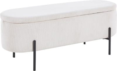 Opbergbank Lieke Beige - Stof - Breedte 110 cm - Diepte 40 cm - Hoogte 44 cm