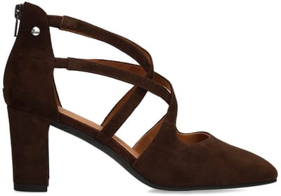 No Stress - Dames - Donkerbruine suède pumps - Maat 36
