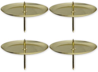 Dailygoods- Kaarsenhouder Set van 4 - Adventskaarsenhouder - Kaarsenplateau - Tafeldecoratie - Licht ijzer - Plaatdiameter 60 mm - Kandelaar