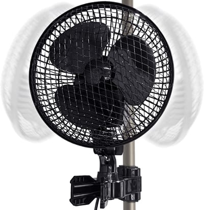 SnelShoppen - Grow Ventilator met Clip, Oscillerende Clip-Ventilator voor Tent, 2 Snelheden, 20 W, Ideaal voor Groenten en Planten, Compact en Krachti