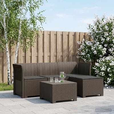 vidaXL - 4-Zitter - Tuin - Sofa - met - Kussens - Rattan - Look - PP - Lichtgrijs