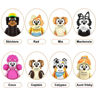 Bluey et Bingo Poupées Jouets Série Coco Mackenzie Mia Rad Mignon Mini Particules Assemblées Personnage Anime Jouet Enfant Cadeau