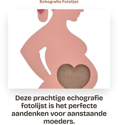 Dailygoods- Fotolijst Echografie - Hartvormig Frame - Verwijderbare Deksel - Duurzaam Dichtheidsbord - Geschikt voor Bruiloft/Jubileum - Hoogwaardige Afwerking - Herinneringslijst