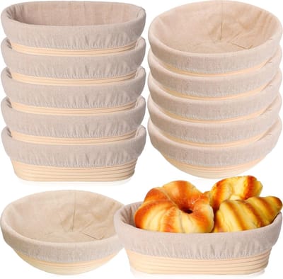Brood Rijs Manden - Bakbenodigdheden Set - Zuurdesem Brood Maken - 12 Delige Set - 255 cm Rond & Ovaal