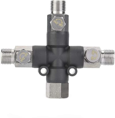Verstelbare Airbrush Aansluiting, 1/8 Zoll Metaal Drieweg Adapter voor Spuitpistolen en Luchtcompressoren, Professioneel Accessoire voor Schilderen