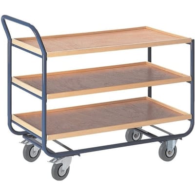 Etagewagen met houten rand, L 1000 x B 575 mm, 3 etages