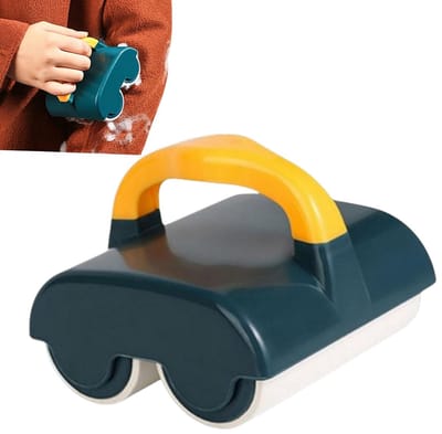 1 stuk Ontharingsapparaat met dubbele wielen-afscheurrol-ontharingsapparaat voor huisdieren-borstel voor het verwijderen van ontharing van kleding-Ontharingsroller-11*11,2*8,6 cm-geschikt voor gordijnen, banken-tapijten, kleding, beddengoed, groen