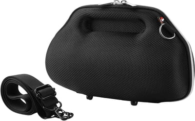 Draagbare Beschermtas voor Bluetooth Speakers met Schouderriem en Rubber Voetjes, Geschikt voor JBL Charge 6/5/4, EVA Materiaal, Zwart