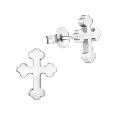 Aramat Jewels | Oorbellen | Stalen Kruisjes Oorbellen – Zilverkleur – 11x9mm | | | |9mm | Staal | Kinderen, Volwassenen | Verkleurd niet
