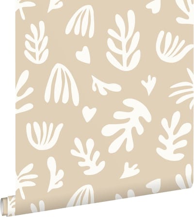 ESTAhome behang planten in Matisse stijl beige en wit - 50 x 900 cm - 131016