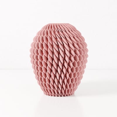 Fleuriek vaas CHLOE - Roze H30 cm - Ronde designvaas met bijzonder reliëf - Unieke vaas voor een modern interieur - Bolvaas voor tafel of dressoir