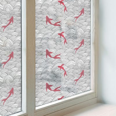 Coloray Privacy Folie Raam - Golvend patroon Anti inkijk Folie - 50x100 cm - Zwart-wit Privacy Folie Raam - Raamfolie Tegen inkijk Glas in Lood - Voor de badkamer, voor de hal, voor het kantoor. - Raamfolie Zonwering