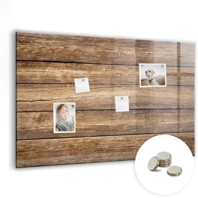 Tulup Glassboards - Houten planken Magneetbord - 90 cm x 60 cm - Bruin Magneetbord Foto - Gratis 5 Sterke Magneten - Minimalistisch Prikbord - Magnet Board - Magneetbord Muur - Organiseer Je Bureau - Magnetisch Memobord