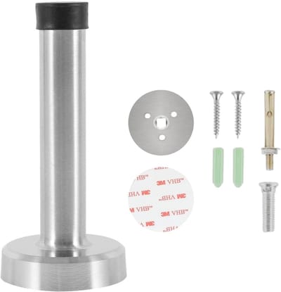 Deurstopper roestvrij staal - Zware deurstopper - Bescherming tegen deuren - Montage zonder boren - 25 cm lengte - Zilver