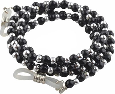 Fako Bijoux® - Brillenkoord - Ketting - Balletjes - 4mm - 65cm - Zwart/Zilver