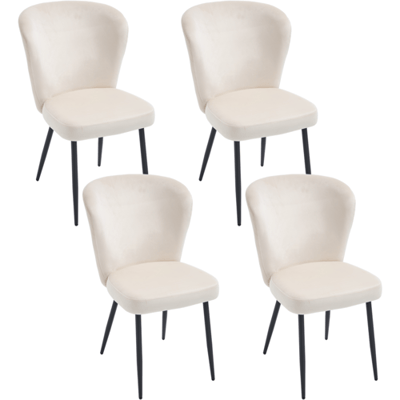 Galeria Kaufhof Kaufhof eetkamerstoel van fluweel met vier poten, set van 4, beige