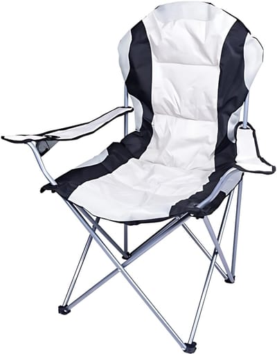 Gerimport camping klapstoel Madrid - Wit/Zwart - L90 x B56 x H105 cm