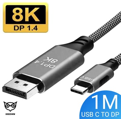 Good2know USB-C 3.1 Naar Displayport DP 1.4 - 8K 60Hz - 4K 120Hz - 2K 144Hz - Video Kabel geschikt ook voor Macbook Pro - Camera - HDTV - Monitor - Projector - Mobiel - Laptop – Notebook