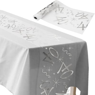 Tafelloper - Afsnijdbaar - Tafeldecoratie voor of jubileum - Zilverkleurig - 28 cm x 10 m