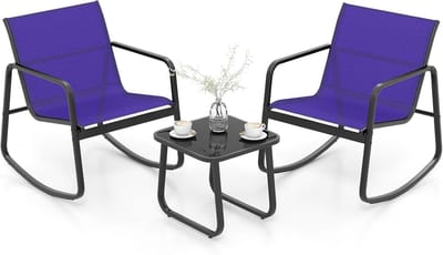 KOMFOTTEU 3-delige balkonset, bistroset met 2 schommelstoelen en tafel, tuinset van textiel, tuinset tuinmeubelset voor terras balkon