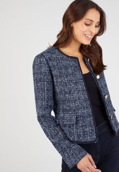 Damart - Vest tweed effect mooie biezen - Dames - Blauw - 52