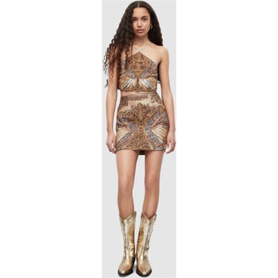 AllSaints Jamilia Emb Top Gold Size: 14 | Tanks &amp; Camis Outlet | Dames | Goud