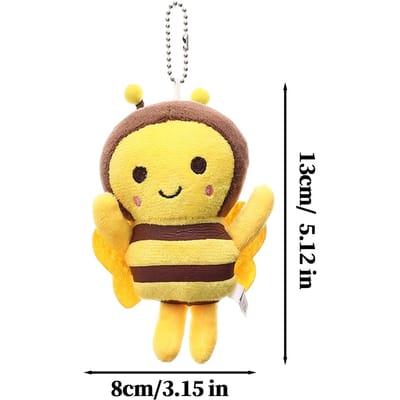 Cartoon Bijen Sleutelhanger Pluche Knuffeldier Hanger Katoenen Hommel Tas Bedeltje voor Rugzak Portemonnee Auto Decoratie Sleutelring Reiscadeau yellow
