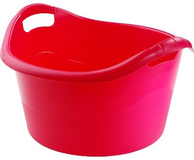 Hega Hogar Grote teil/afwasbak/kuip - kunststof - rond - handvatten - 45 x 27 cm - 18 liter - rood - huishouden/schoonmaak/wasgoed