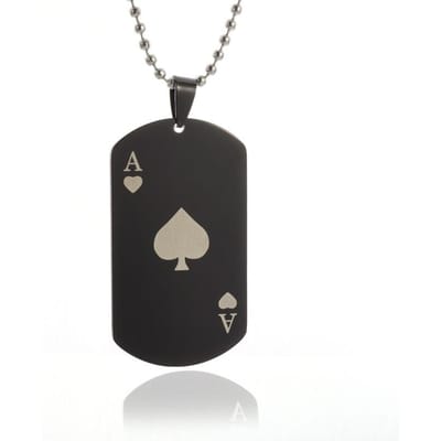 Modieuze Klassieke Heren Roestvrij Staal Poker Kaart Schoppen Hart Hanger Eenvoudige Feest Ketting Sieraden gray