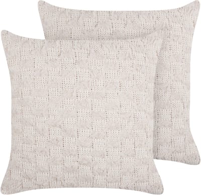 BASALIM - Sierkussen set van 2 - Beige - 45 x 45 cm - Polyester