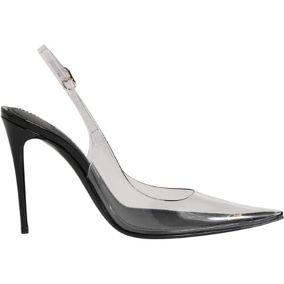 Dolce & Gabbana Zwarte Leren Heldere PVC Slingback Pumps Schoenen