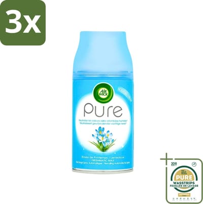 3 x Air Wick Freshmatic Automatische Spray Navulling Pure Lentedauw 250 ml - Grootverpakking - Luchtverfrisser - Lentedauw - Natuurlijke Geur - Geurverspreider - Geurneutralisatie