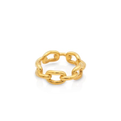 14K Gold Plated Schakelketting Ring – 6mm Breed – Trendy Design-Jonline 16,50 mm. (maat 52)