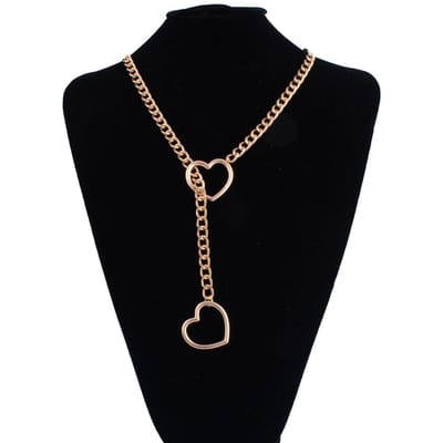 Hart Slipketting Ketting Voor Vrouwen Mode Punk Rock Goth Choker Sieraden Accessoires 32in beige
