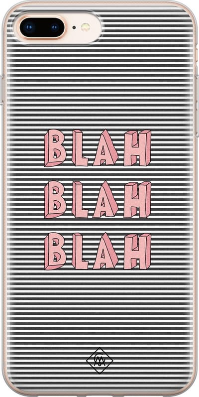 Casimoda® hoesje - Geschikt voor iPhone 8 Plus - Blah Blah Blah - Siliconen/TPU telefoonhoesje - Backcover - Tekst - Blauw