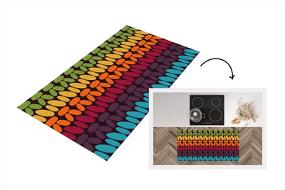 Keukenloper 120x60 cm - Keukenmat vinyl Haakpatronen - Retro - Regenboog - Keukenmatten loper - Keuken vloerkleed tapijt