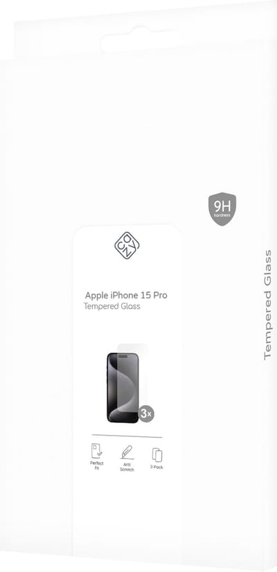 Cazy screenprotector Tempered Glas geschikt voor iPhone 15 Pro - Bescherming tegen krassen en stoten - Eenvoudig aan te brengen - Transparant - 3 stuks