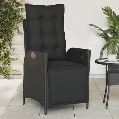 vidaXL - Tuinstoelen - 2 - st - verstelbaar - met - voetensteun - poly - rattan - zwart