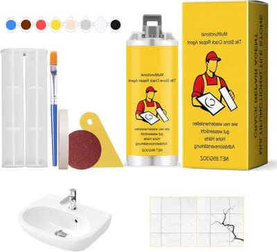Tegel reparatieset - Scheurpleister kit - Oppervlakken herstellen - Waterdichte afwerking - 85g reparatiemiddel - Geel