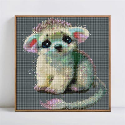 Point de croix plein affichage diamant broderie Animal rond complet 5D bricolage diamant peinture 30x30CM gray