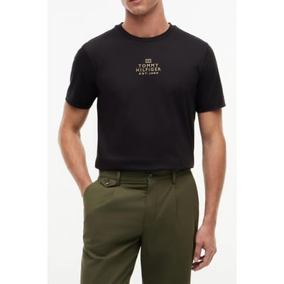 Tommy Hilfiger Brand Love Gold Interlock T-shirt Black Größe: S | Basic T-Shirts Outlet | Herren | Gelb