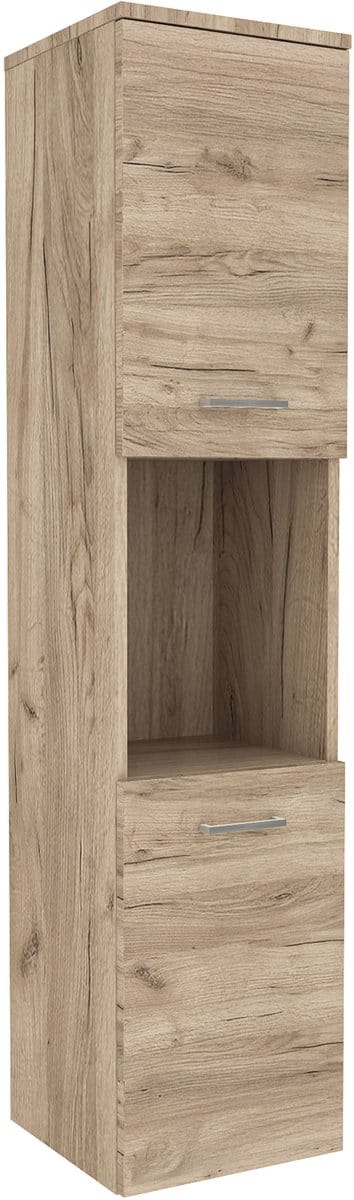 Kolomkast Krildihana 131x30x30 cm eikenkleurig en zilverkleurig [en.casa]