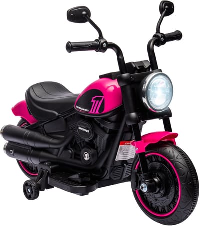 HOMCOM Elektrische kindermotor Kunststof, Metaal 76L x 42B x 57H cm Roze+Zwart