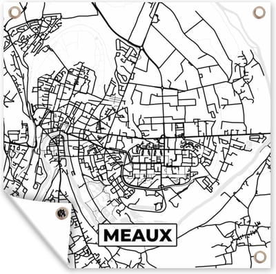 Tuin poster Stadskaart - Frankrijk - Meaux - Kaart - Plattegrond - Zwart wit - 200x200 cm - Tuindoek