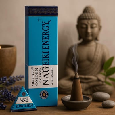 Vijayshree Golden Nag Reiki Energy backflow cones (waterval wierook) los pakje